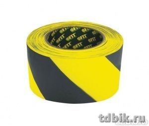 Лента сигнальная для ограждений желто-черная 50мм*200м ГРАНДМАСТЕР, 25 мкм