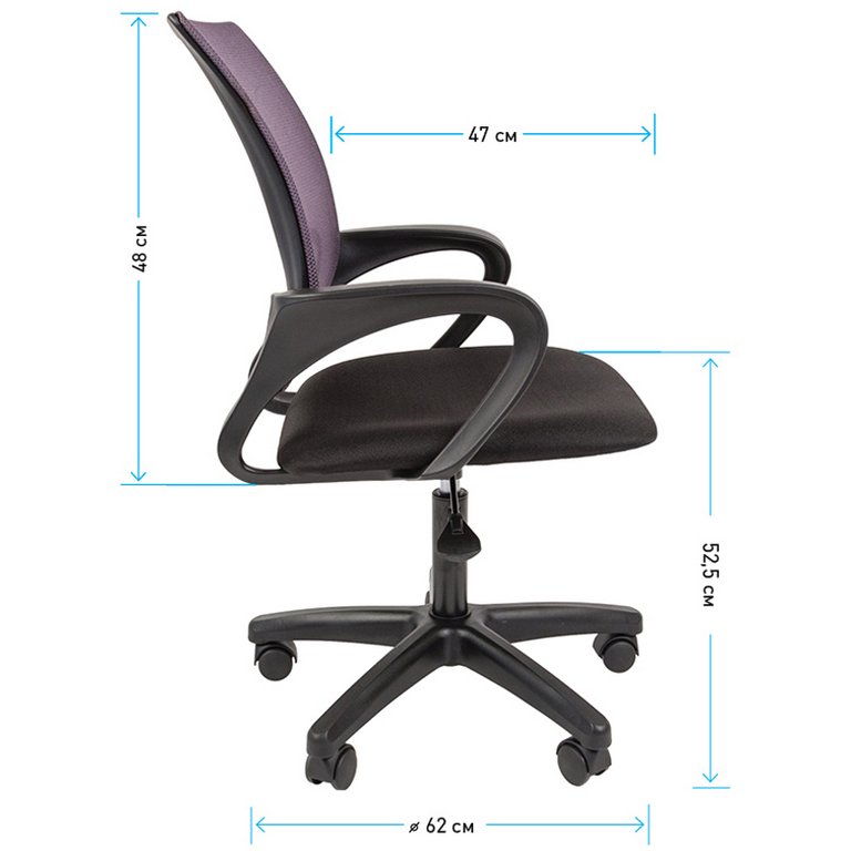 Кресло оператора Helmi HL-M96 R "Airy" (спинка сетка серая/сиденье ткань черная, пиастра)