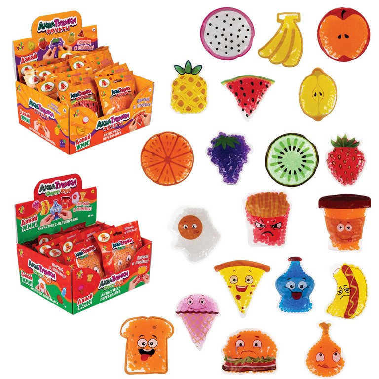 Мялка с гидрогелем "Акватубики вкусняшки" (ассорти)