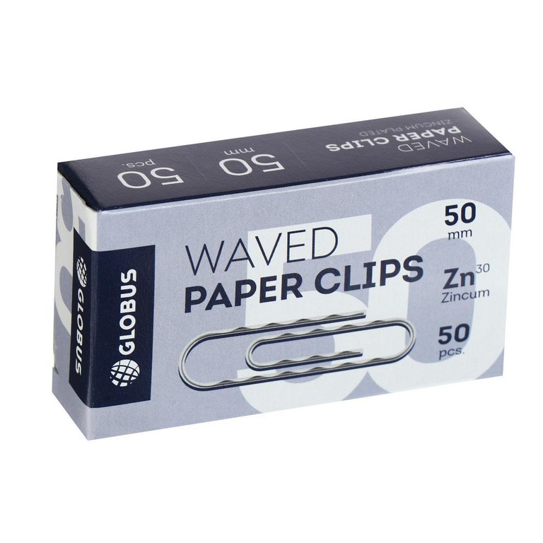 Скрепки 50 мм 50 шт/уп оцинкованные, гофрированные Globus Г 50-50 Ц