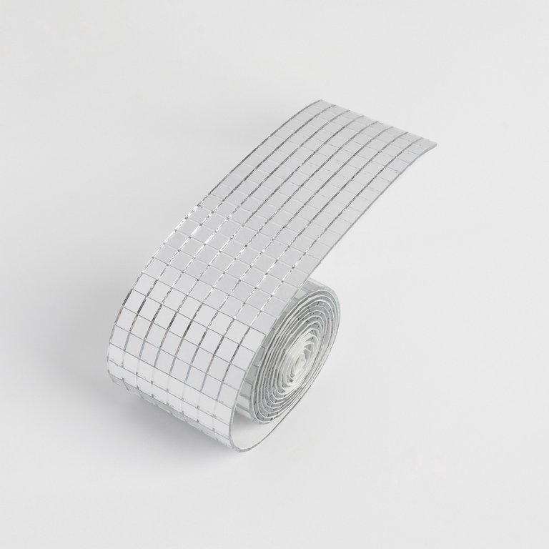 Зеркальная мозаика клеевая, 4см*1м (8 рядов 0,5*0,5см)  серебряное стекло