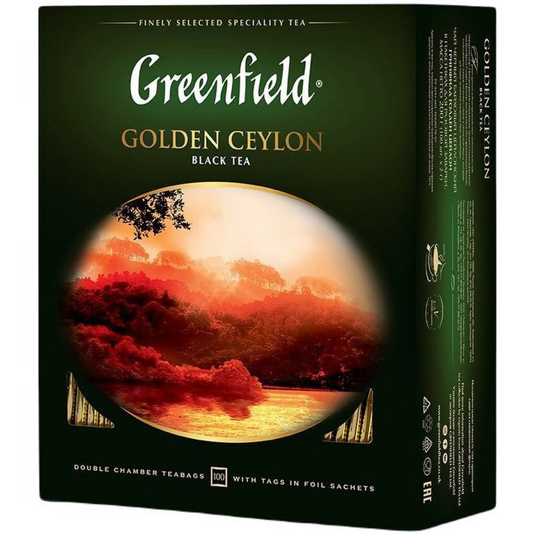 Чай Гринфилд черный Golden Ceylon (голден цейлон) 100пакетов
