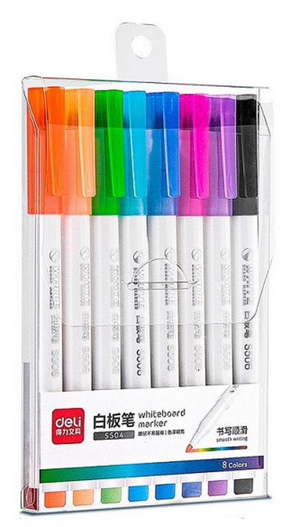 Набор маркеров для доски  8шт Deli 1мм круглые (спиртовые)
