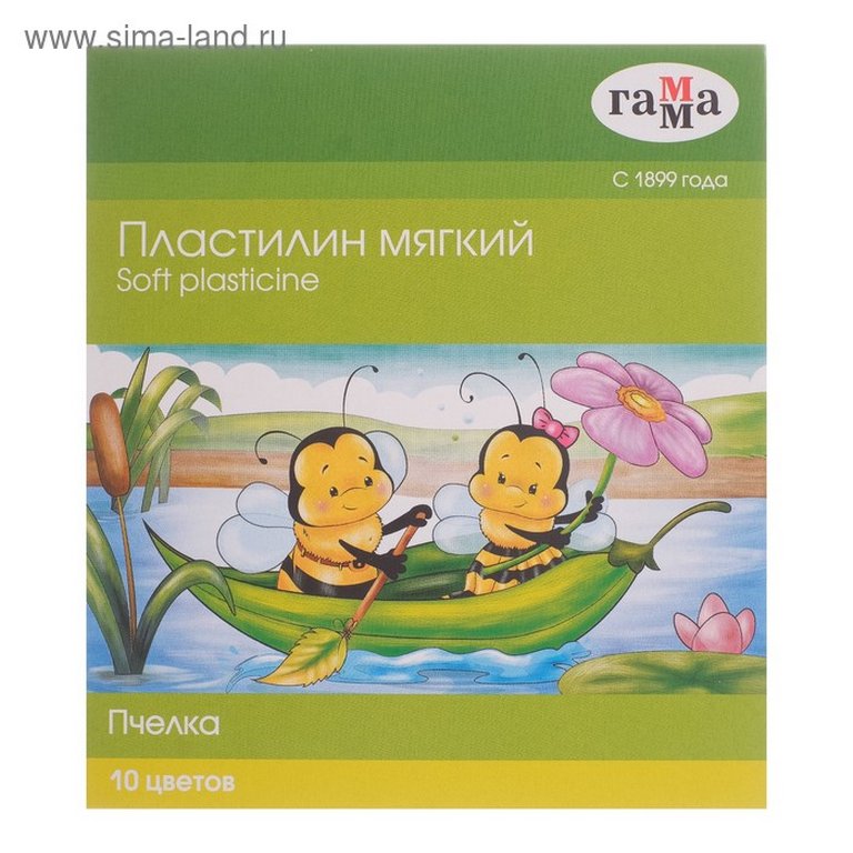 Пластилин восковой 10 цв. 150 гр. Гамма "Пчелка" со стеком