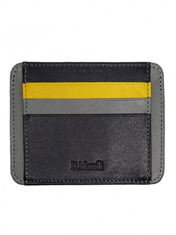 Картхолдер D.Morelli "Sport" нат.кожа, серо-желтый