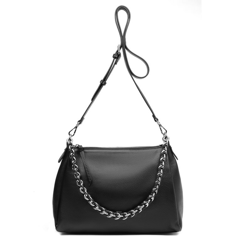 Сумка женская FABRETTI 30х22х14 см, нат. кожа, черный