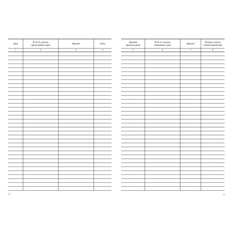 Журнал учета пропущенных и замещенных уроков