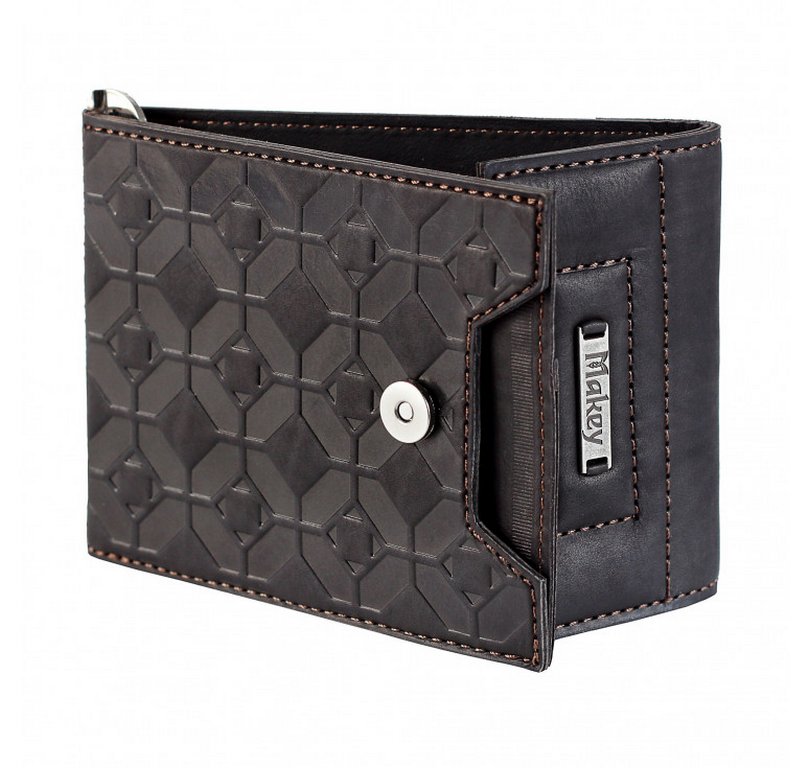 Зажим для денег 80*112мм "Макей" нат. кожа, цвет коричневый (многофункциональный)