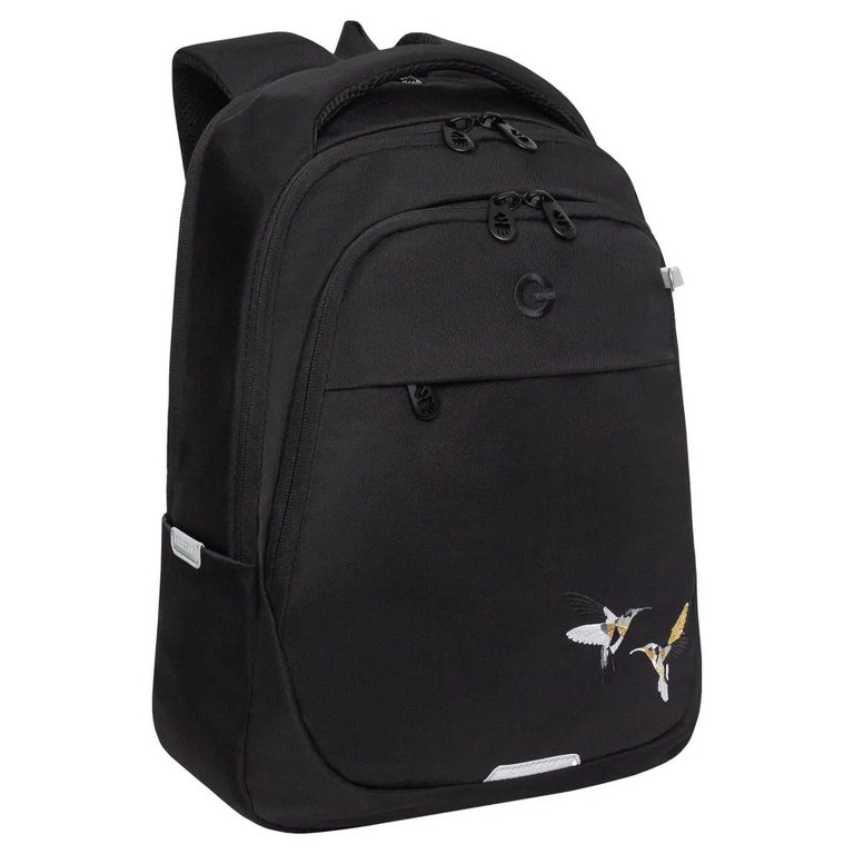 Рюкзак школьный для девочки Grizzly 29*40*18 см, черный