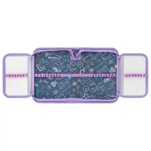 Пенал 1 отд. 2 откид. планки для девочки Пифагор "Cats selfie" 20*14 см полиэстер