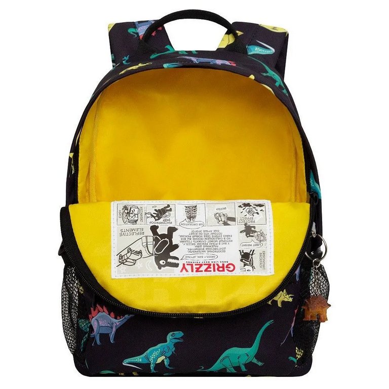 Рюкзак детский для мальчика Grizzly "Динозавры" 21*29*8 см, черный