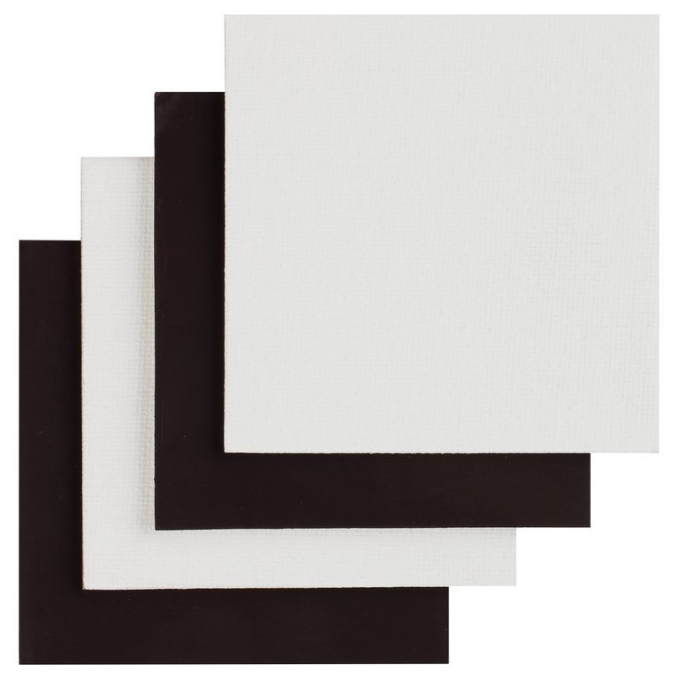 Холст грунтованный на магните 7,5*7,5 см мелкое зерно 4 шт/уп  (100% хлопок, 280 г/м) Гамма "Студия"