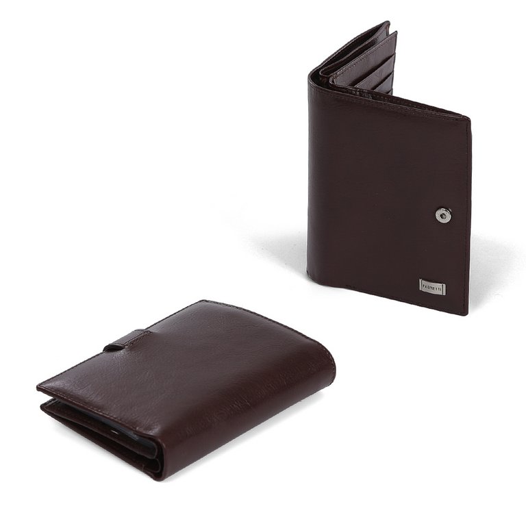 Портмоне FABRETTI мужское, нат.кожа, 11*13,5*1,5см, коричневый