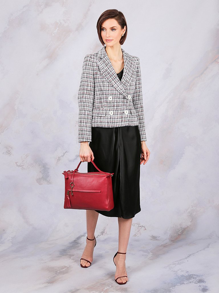 Сумка женская LEO VENTONI 34*24,5*12,5см, нат. кожа, красный