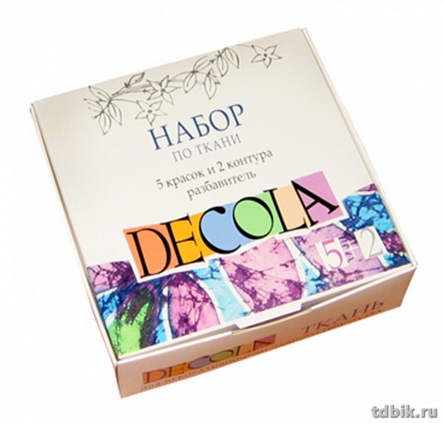 Краски акриловые по ткани  5 цв. Декола (+2 контура+ разбавитель)