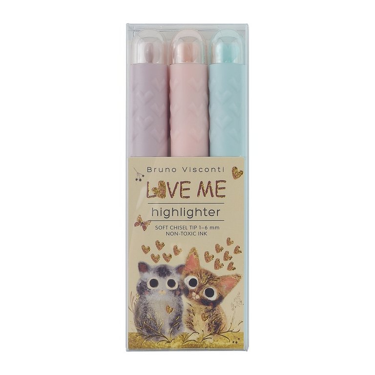 Набор текст-маркеров  3 шт  Bruno Visconti "Love me" (розовый, сиреневый, голубой)
