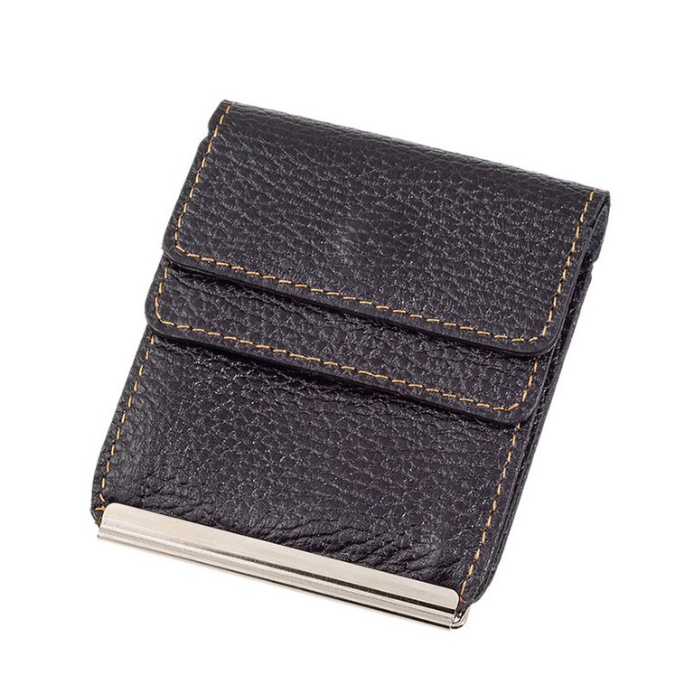 Зажим для денег "Игуана" нат. кожа, темно-коричневый, с карманом для карточек