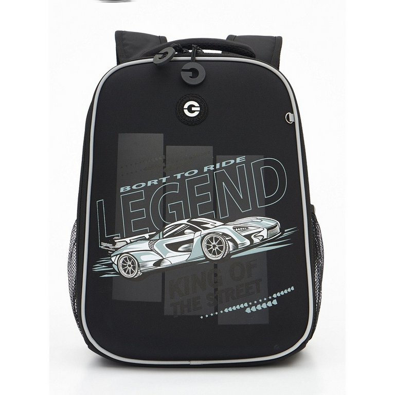 Рюкзак каркасный для мальчика Grizzly 26*37*16 см., черный/серый