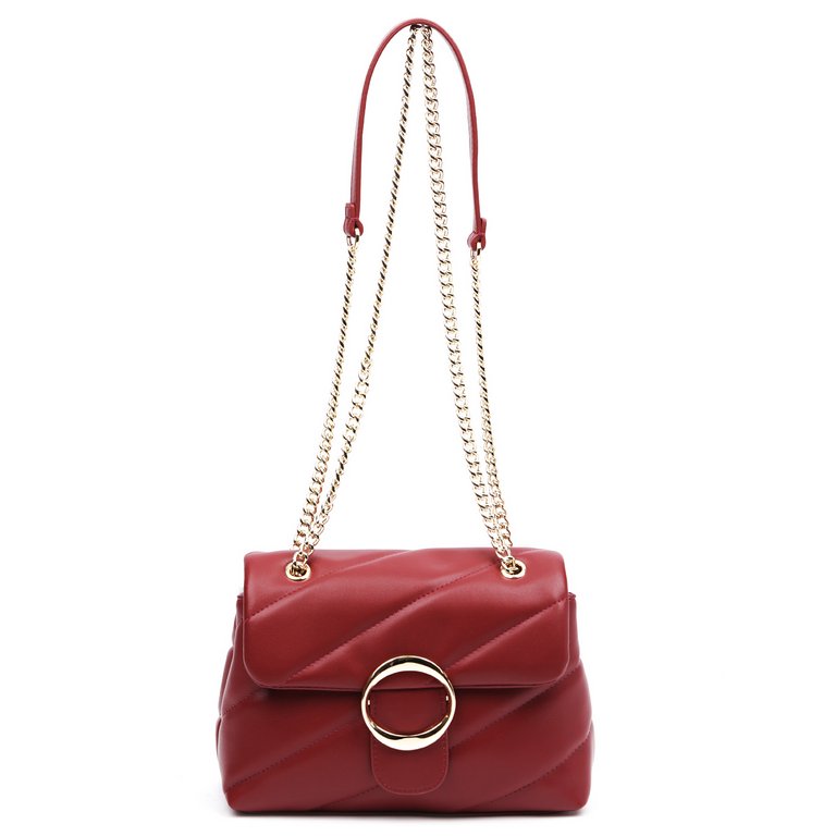 Сумка женская FABRETTI 23х16х10 см, нат. кожа, бордовый