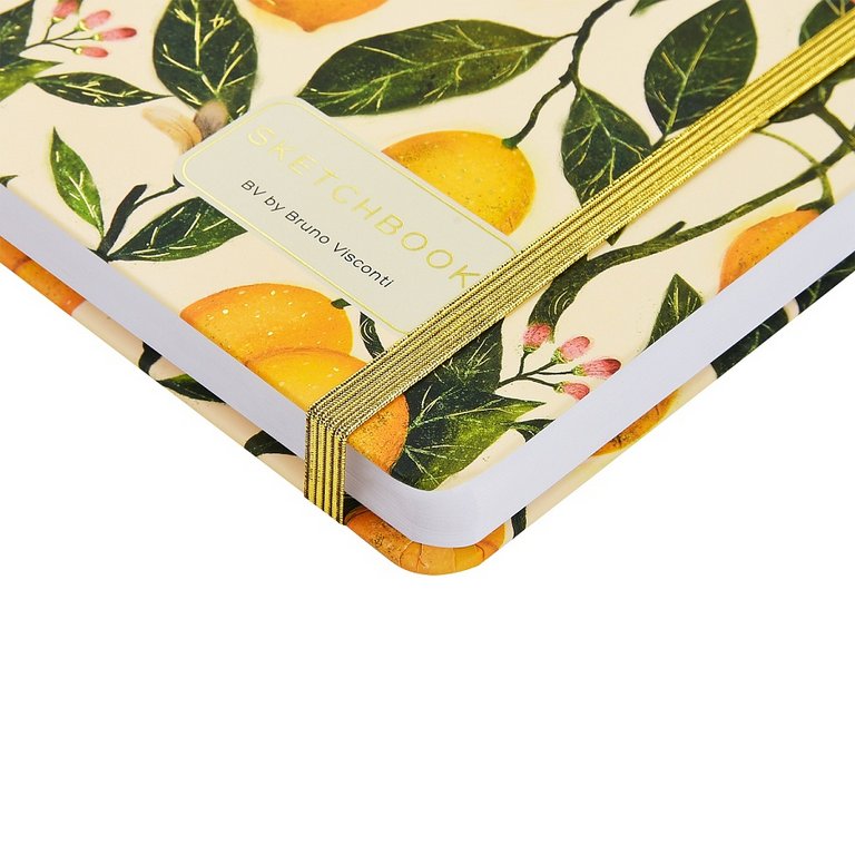 Скетчбук 213*146 мм, 96л.,тв. обл. на ризинке, белый блок "Flora. Paradise lemons"