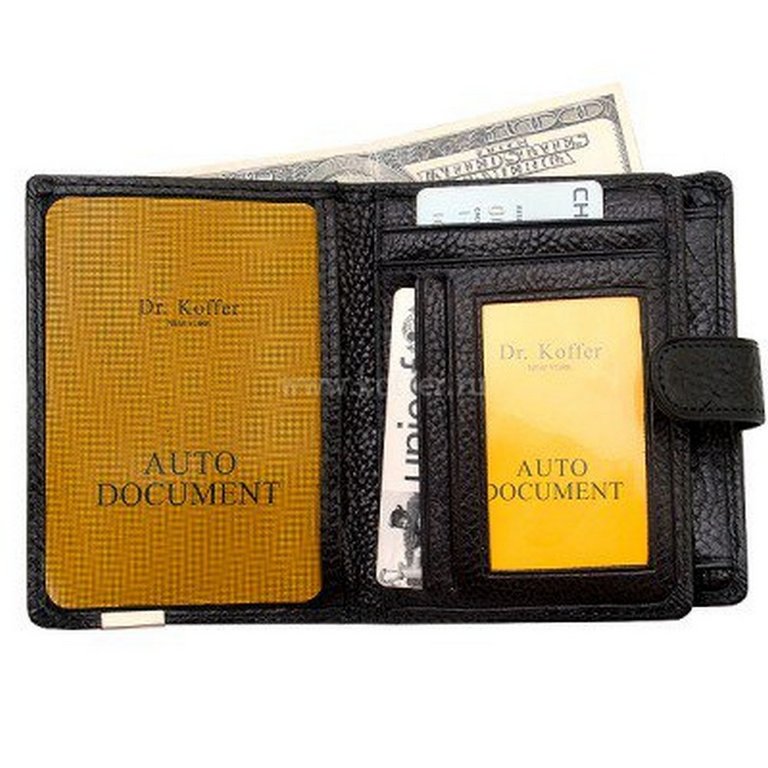 Портмоне Dr.Koffer с отдел. для вод.прав (кожа), черный