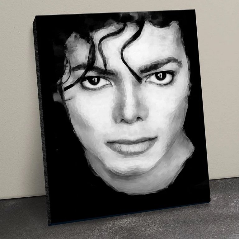 Роспись по номерам (холст) 40*50см черный "Майкл Джексон" (основа+акрил.краски+кисти) 9 цветов