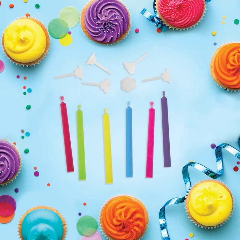 Свечи для торта с цветным племенем 6шт., 6 см Золотая сказка