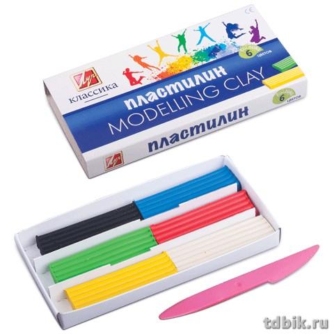 Пластилин  6 цв. 120 гр. Луч "Классика" со стеком