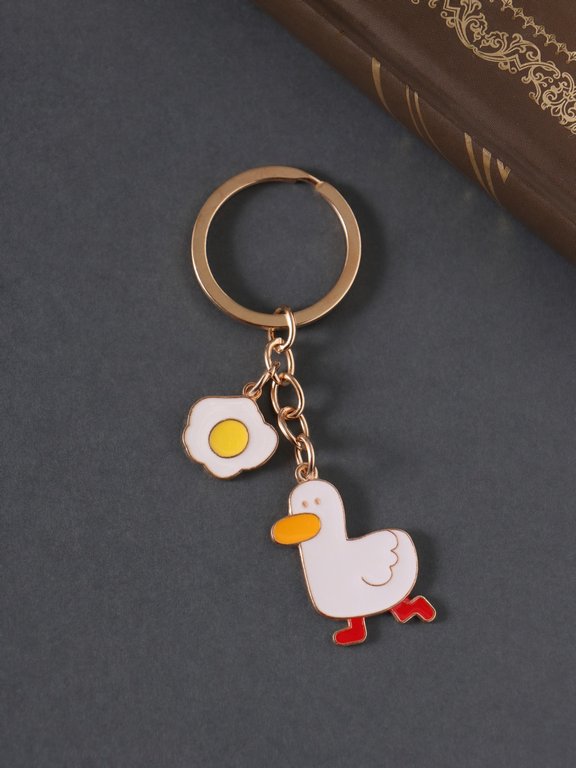 Брелок "Утка и яйцо" 9 см (металл, эмаль)