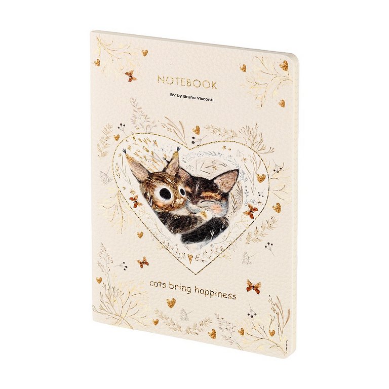 Тетрадь 60 лист кл. А5 на сшивке, экокожа "LOVE ME.КОТИКИ ПРИНОСЯТ СЧАСТЬЕ"