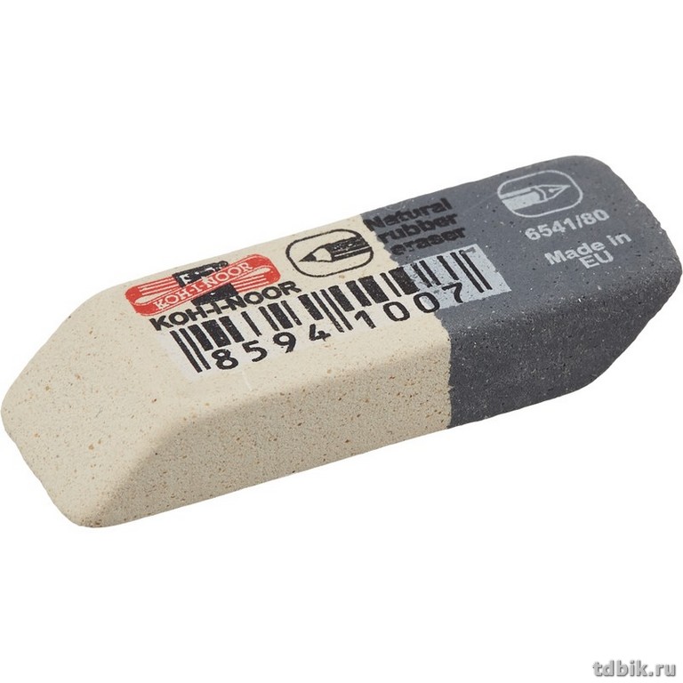 Ластик KOH-I-NOOR 42х14х8 мм комбинированный бел/син для графита, чернил, туши, печатн. машинок