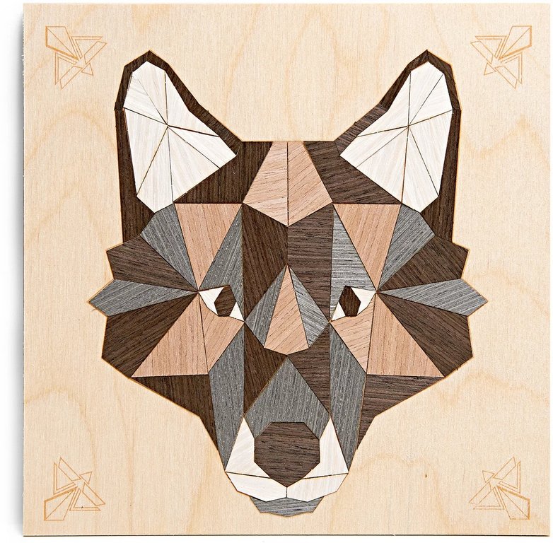 Аппликация из дерева "Серый волк" 20х20 см