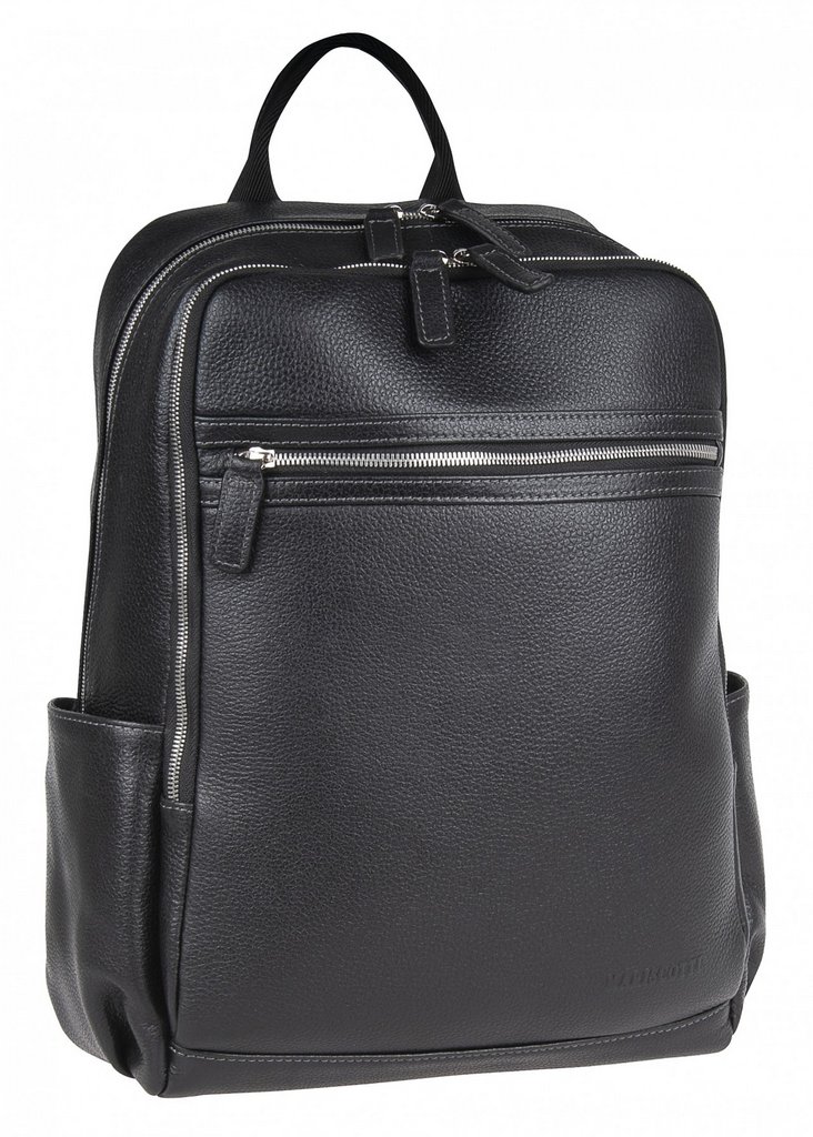 Рюкзак молодежный мужской  Franchesco Mariscotti натуральная кожа 28*39*13см, черный