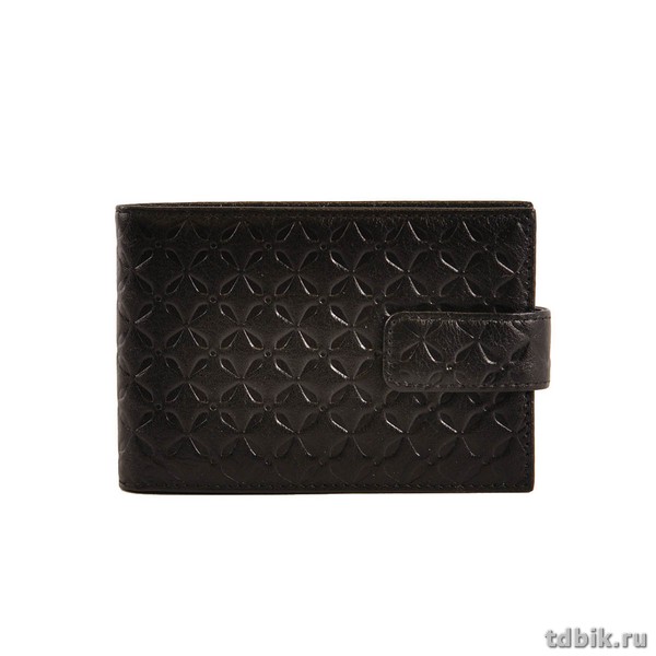 Визитница на 32 визитки D.Morelli "Black", с хлястиком, с карманами, нат.кожа