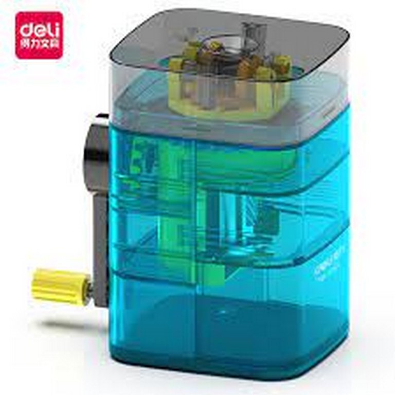 Точилка механическая прозрачныйкорпус Deli синий