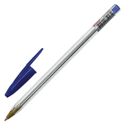 Ручка шариковая  ЭКОНОМ STAFF "Basic BP-04"  1,0мм синяя (стерж.125мм, линия 0,5мм) однораз.