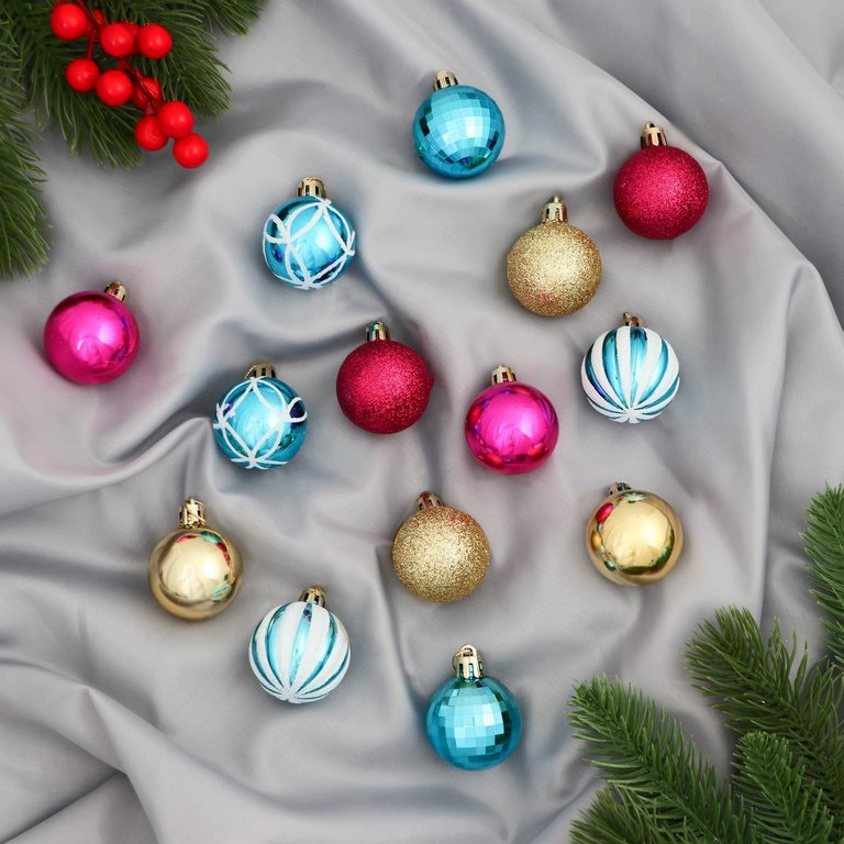 Набор шаров  цвет ассорти 40 мм 14 шт "Агнет"