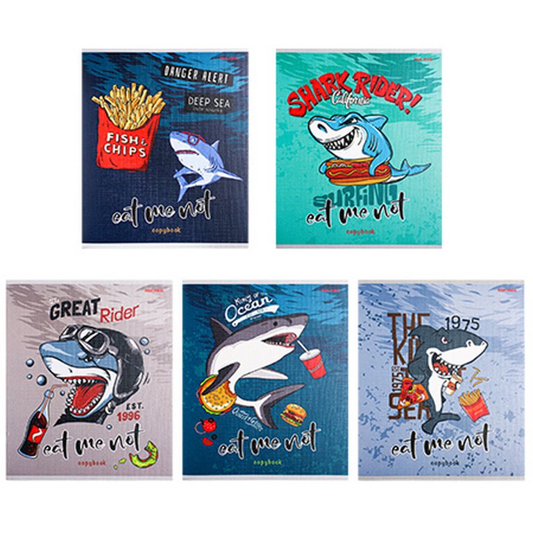 Тетрадь 48 лист кл. А5 на скрепке Prof-Press "ТАКИЕ РАЗНЫЕ АКУЛЫ"