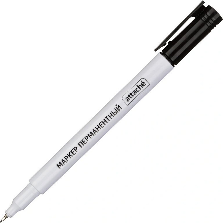 Маркер перманентный  0,5 мм Attache черный, супертонкий метал. наконечник