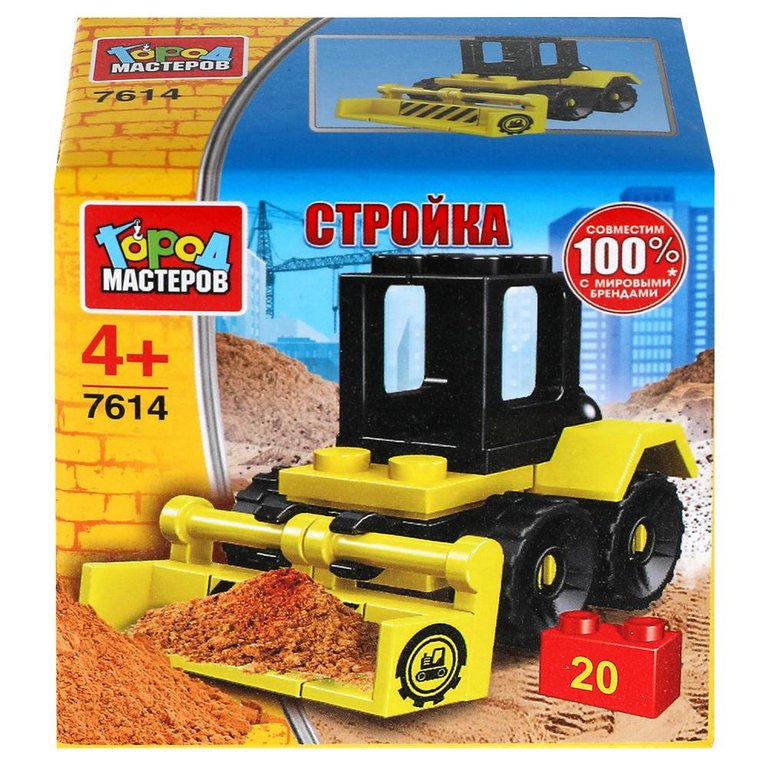 Конструктор пластиковый  20 дет. "Бульдозер" Город мастеров
