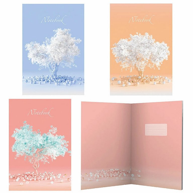 Тетрадь 48 лист кл. А4 на скрепке "Волшебные деревья" софт-тач лам. цв. форзац 70г/м