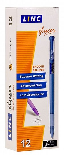 Ручка шариковая масляная Linc Glycer colors резин.упор  0,7мм синяя (ст.142мм, линия 0,35мм) игольч.
