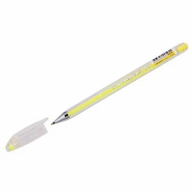 Ручка гелевая  желтая пастель Crown  0,8мм (линия 0,5мм)