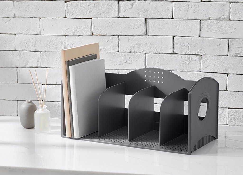 Лоток вертикальный 4-х секцион. монолит серый, Sysmax