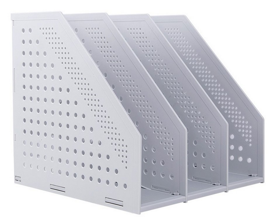 Лоток вертикальный 4-х секцион. разборный, 332х256х243мм серый Deli