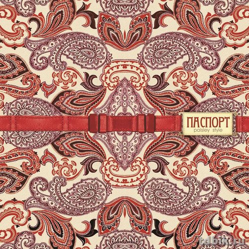 Обложка для паспорта "Пейсли бордо"  ПВХ, экон. 13,2*18,6