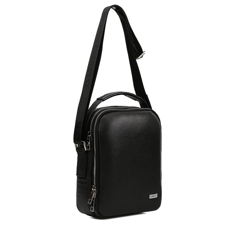 Сумка мужская FABRETTI 19*24*9, нат. кожа, черный
