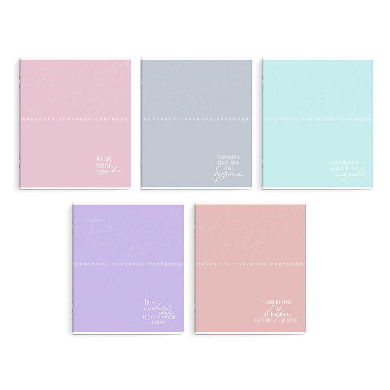Тетрадь 96 лист кл. А5+ на скрепке "НЕЖНЫЕ ЦВЕТА" 5 ВИДОВ