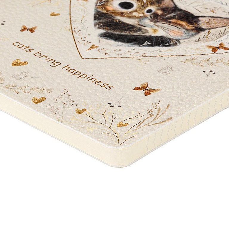 Тетрадь 60 лист кл. А5 на сшивке, экокожа "LOVE ME.КОТИКИ ПРИНОСЯТ СЧАСТЬЕ"