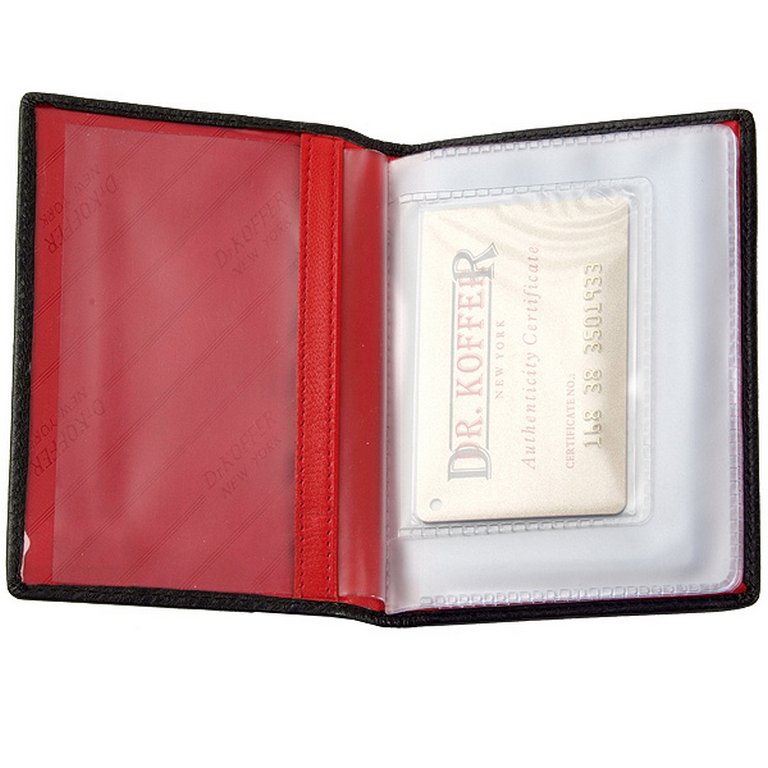 Обложка для автодокументов Dr.Koffer нат. кожа, черный + красный